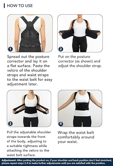 BigRose Posture Corrector for Women and Men, X Power Support Belt for Back Pain Relief with Adjustable Shoulder Straightener, Upper Lower Lumbar Neck Support, Comfortable Back Brace, Large