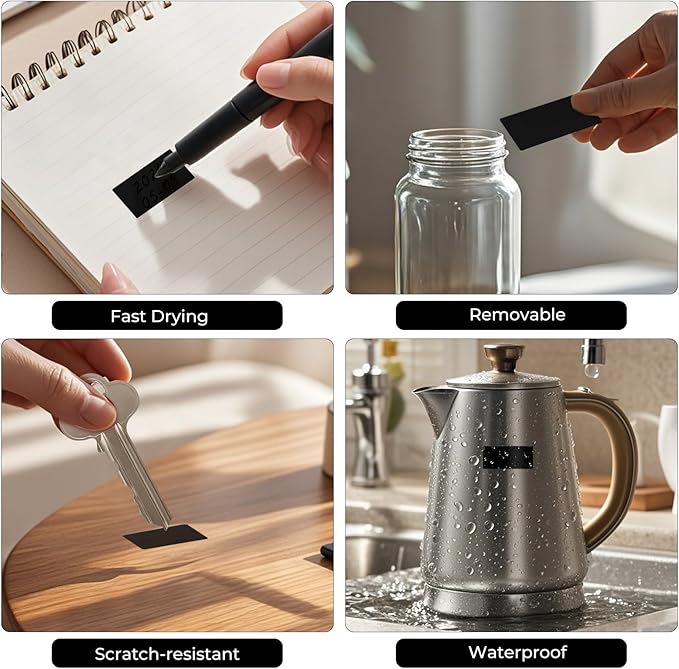 FINDAT Color Coding Stickers Rectangle 1.57×0.75 Inch Vinyl Black Sticker Removable Waterproof Writable File Folder Moving Labels for Boxes Home Office Marking 160 PCS