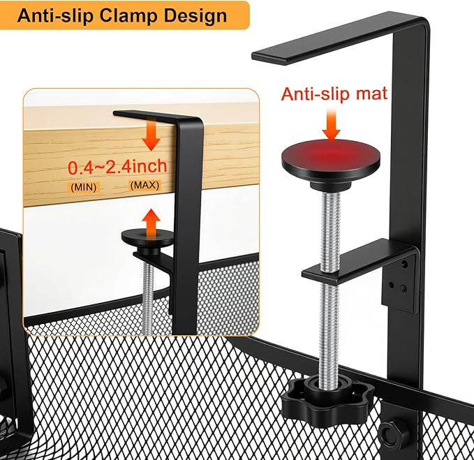 30'' Under Desk Cable Management - No Drill Installation Cable Management Tray, Modern Cord Organizer for Office/Home Desk, Fits Power Strips & Wires(Black, XXL)