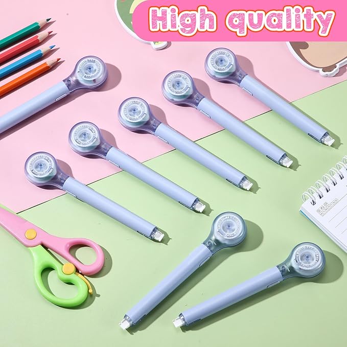 Gersoniel 10 Pack Correction Tape Pen Correctional Ink Tape Push Pull Protective, Easy to Use Applicator for School Office Supplies, 0.2 x 236 Inch(Blue Color)