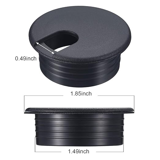 SATINIOR 10 Packs Desk Wire Cord Cable Grommets Cover Plastic PC Desk Cord Organizer Plastic Grommet Hole Cover for Arranging Managing and Hiding Office PC Desktop Cable(1.5 Inch, Black)