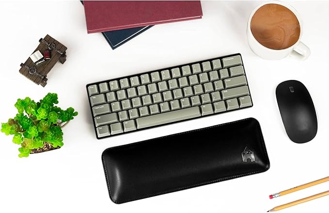Bailey Compact by Castle - Wrist Rest for Keyboards with Around 61 Keys - Leather Ergonomic Computer Extra Firm Keyboard Wrist Support for Typists, Gaming, Heavy Office Use (Nightfall, Compact Size)