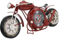 YOUKI Metal Motorcycle Wall Clock,Desk Shelf Clocks Digital Clock for Bedroom,Retro Vintage Non-Ticking Table Clock Battery Operated Silent,Easy to Read,Wall Art16.9 * 1.5 * 7.5 Inches,Red