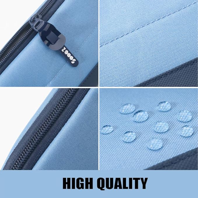 Sooez Wide-Opening Pencil Pen Case, Lightweight & Spacious Pencil Pouch Zipper Stationery Bag, Aesthetic Supply with Triangular Design for Adults, Blue