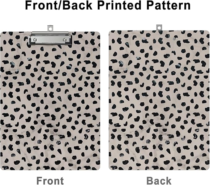 Cute Clipboard Leopard Wood Design Decorative A4 Letter Size Clip Boards for Classroom Office, Standard Size 9" x 12.5" with Low Profile Metal Clip - Cheetah Spots