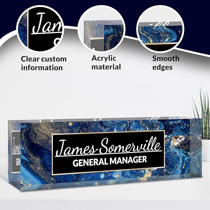 Desk Name Plate Personalized, Custom Name Plate for Desk, Acrylic Desktop Accessories, Office Gift & Decor for Women Men, Teacher Nurse Boss Employee Appreciation Gifts