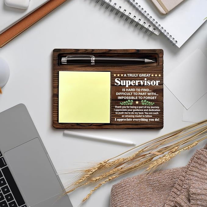 Best Supervisor Gifts for Women Men, Thank You Gifts for Supervisors Boss Leader Boss's Day Promotion Retirement Birthday, Supervisor Gift Sticky Note Holder for Office Cubicle Decor