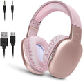 iJoy Ultra Wireless Over-Ear Bluetooth Headphones with Mic, Up to 10 Hours Playtime, Bluetooth Headset 33Ft Range with Backup AUX Cable & SD Slot, Wireless Headphones for Gaming, Work & Gym (Pink)