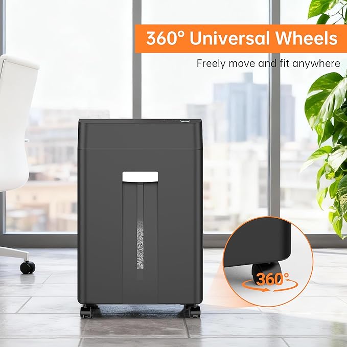 24-Sheet Cross Cut P-4 Security Paper Shredder with 8.9 Gal Pull-Out Bin, Credit Card/Staple/Clip/CDs Commercial Heavy Duty Shredder for Office