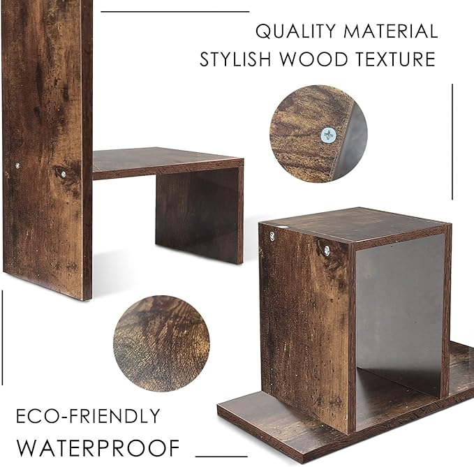 BROWN-BROWN Desktop Shelves & Office Shelves Desk Shelf Organizer Wooden Desk Shelf