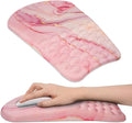 Ergonomic Wrist Mouse Pad with Massage Design, Wrist Rest Pain Relief Mousepad with Memory Foam Non-Slip PU Base, Mouse Pad with Wrist Support for Wireless Mouse & Desk, Y Art Pink Marble