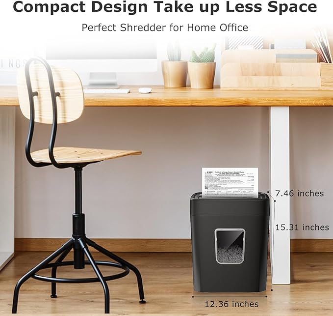Bonsaii Paper Shredder, 8-Sheet Crosscut Home Office Shredder with 4.2 Gallon Bin, P-4 Security Level Document Shredder Shred Credit Card/Mail/Staple/Clip (C261-C Updated)