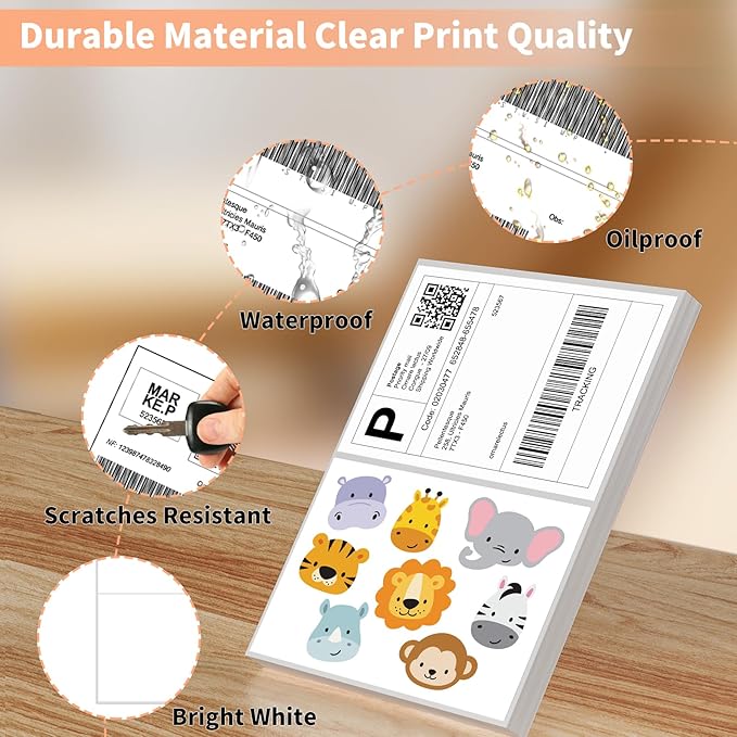 InpourPack 1000 Half Sheet Self Adhesive Shipping Labels, 8.5" x 5.5" Address Labels Laser/Ink Jet White Blank Shipping Stickers(500 Sheets)