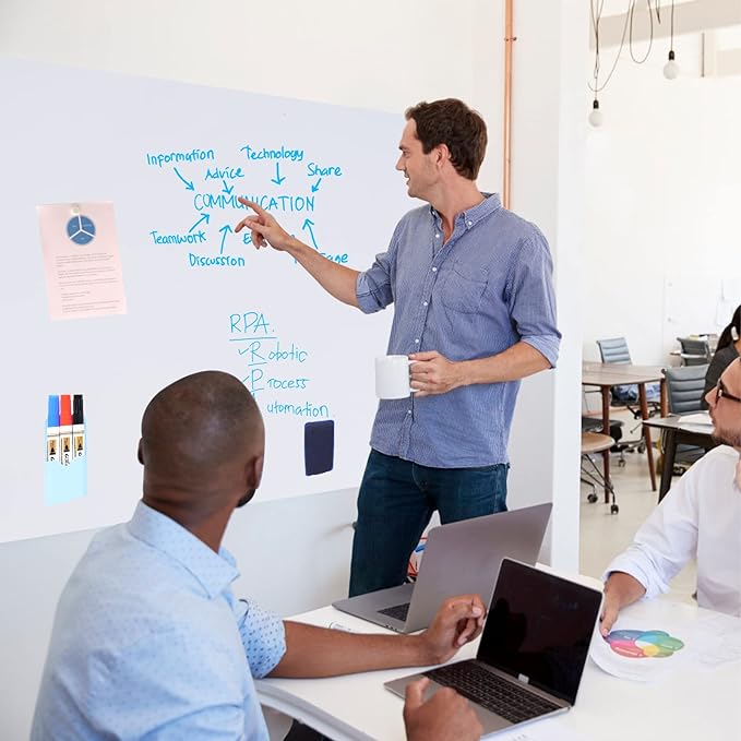 HAMIGAR Magnetic Whiteboard Contact Paper 48" x 94" Dry Erase White Board Sticker for Wall Stick on White Board Peel and Stick Wallpaper Adhesive Poster with Marker, Magnetic Eraser and Magnets