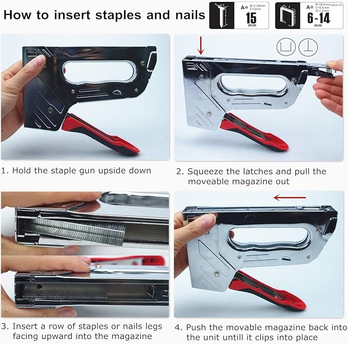 T50 Staple Gun Heavy Duty Kit - KeLDE 2 in 1 Upholstery Manual Stapler/Nail Gun with 1500pcs Staples and Brad Nails for Wood, Craft, DIY, Furniture, Carpentry, Decoration