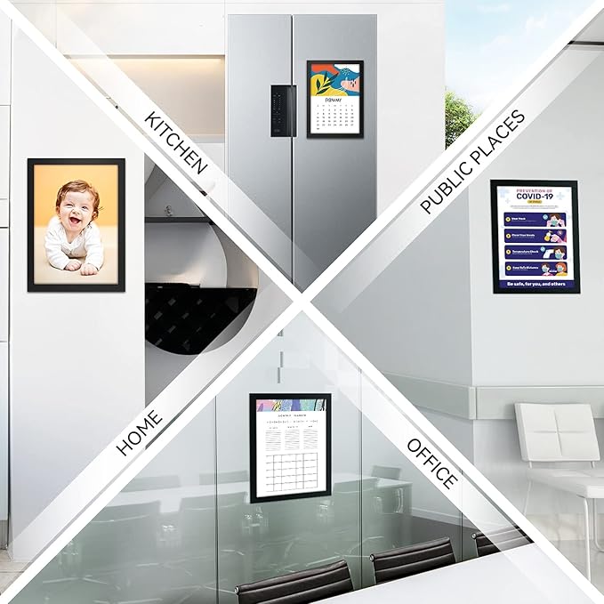 10 Pack Magnetic Sign Holder 8.5 x 11 Magnetic Picture Frame, Magnetic Frame Self-adhesive Wall Sign Holder for Door/Fridge/Whiteboard/Window Sign Holder, Double-sided Display