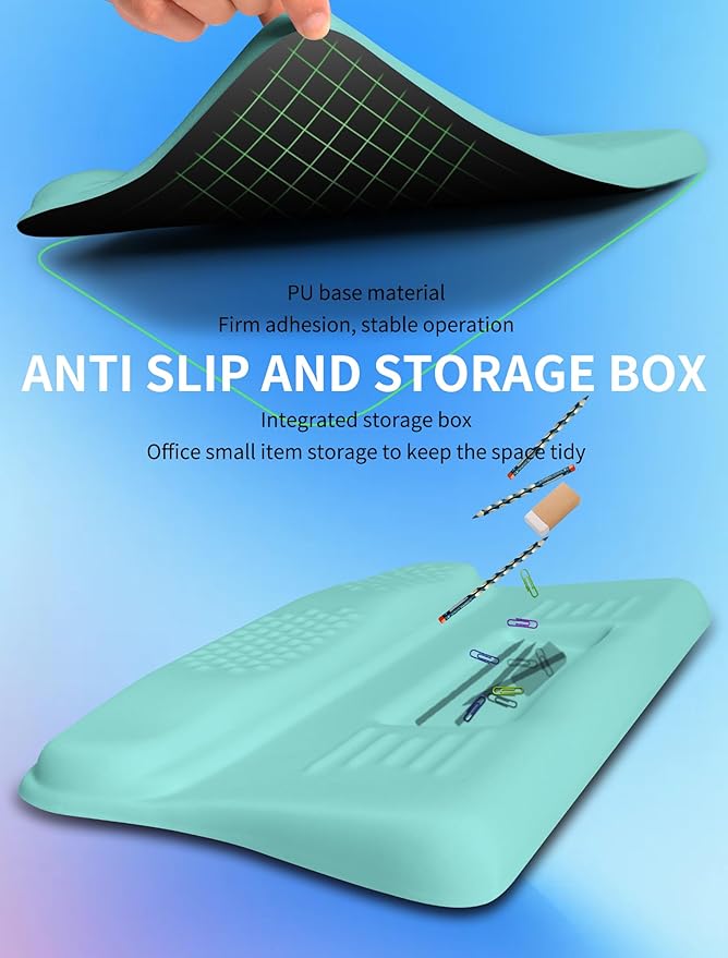 Ergonomic Wave Wrist Rest with Keyboard Stand, Cushioned Palm Rest, Comfortable Integrated Memory Foam for Natural Typing and Relieve Wrist Pain, Baby Blue