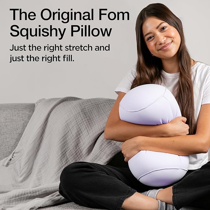 Brookstone Squishy FOM Cushion Pillow - The Original Stretchy, Comfy, Colorful Pillow for Neck, Lumbar Support, and Bed - for Sleeping, Car, Travel, Small, Lilac, 12 x 7 Inches