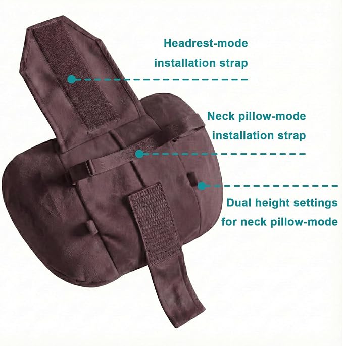 2PCS Car Pillow for Car Neck Pillow for Driving Seat Lumbar Support Soft Cushion with Extra Filling Accessories Back Support for Travel Nap and Trips Sleeping (Coffee, Head)