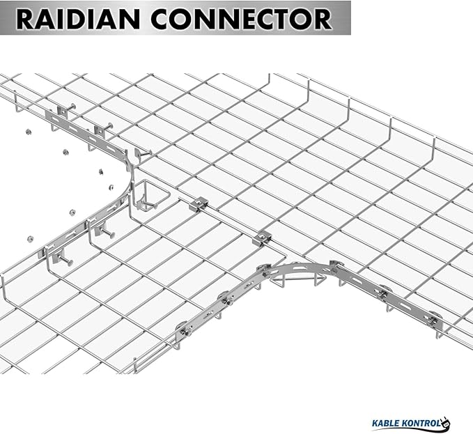 Kable Kontrol Stainless Steel Raidian Connector – Splice Connection Hardware - Wire Mesh Tray Cable Management Rack Cable Basket, NEC Approved for Network, Fiber Optic, Cabling Accessory