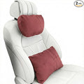 2PCS Car Pillow for Car Neck Pillow for Driving Seat Lumbar Support Soft Cushion with Extra Filling Accessories Back Support for Travel Nap and Trips Sleeping(Red, Head and Lumbar)
