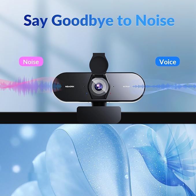 NEWORK 4K Webcam with Sony Sensor, PDAF Autofocus, 1080P@60FPS, 2 Noise Reduction Mics, Auto Light Correction, USB Plug&Play, Privacy Cover, 79°FOV, Streaming Camera for PC, Mac, Laptop, Video Calls