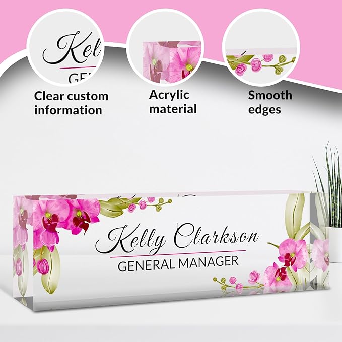 Desk Name Plate Personalized, Custom Name Plate for Desk, Acrylic Desktop Accessories, Office Gift & Decor for Women Men, Teacher Nurse Boss Employee Appreciation Gifts