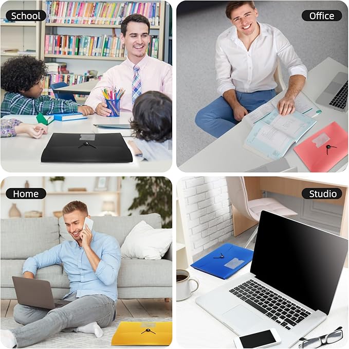 4 Pack 7 Pocket Accordian File Organizer with Labels, Expanding File Folder Plastic Expandable File Folder for Documents Letter Size A4 Papers