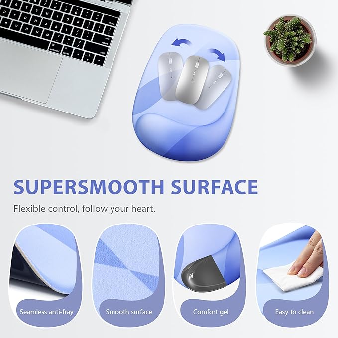 Ospelelf Wrist Rest for Keyboard and Mouse Ergonomic Mouse Pad with Wrist Support Memory Foam Wrist Rest for Computer Keyboard,3-in-1 Gel Mouse and Keyboard Pad for Office Geometry Blue