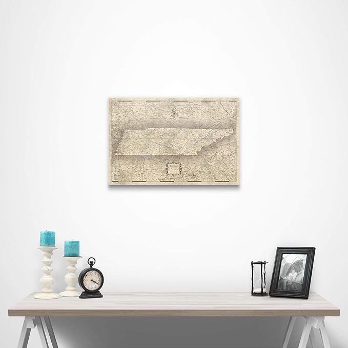 Push Pin Tennessee Map Board - With Push Pins to Mark Tennessee Travels - Handmade in Ohio, USA - Design: Rustic Vintage