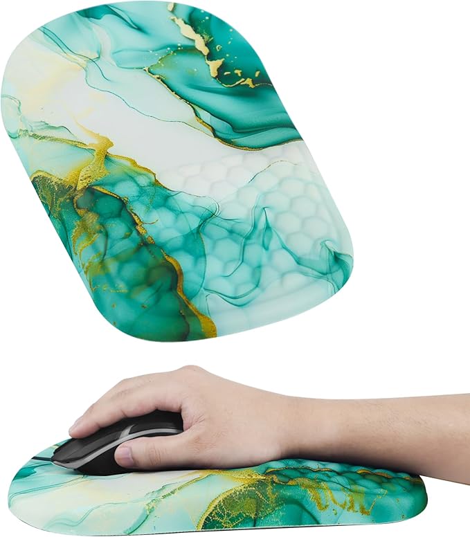 Ergonomic Mouse Pad with Wrist Support, Comfortable Memory Foam Mousepad with Massage Design and Non-Slip PU Base, Wrist Rest Mouse Pad for Office and Home, 12x8 Inch