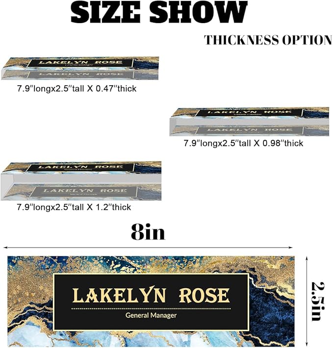 Name Plate for Desk, Custom Art Desk Name Plate, Personalized on Clear Acrylic Glass, Office Desk Decoration and Personalized Office Gifts (Gilded)