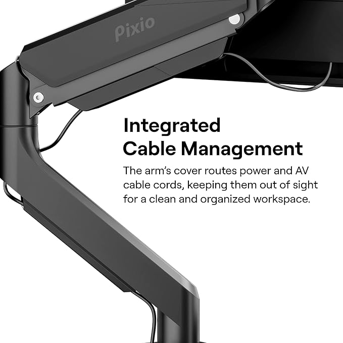 Pixio PS2D Ultrawide Heavy-Duty Premium Dual Monitor Arm Stand Desk Mount - Fits up to 35 inches Two Monitors, Weights up to 33 lbs Each, Height Adjustable, Compatible with VESA 75x75mm 100x100mm