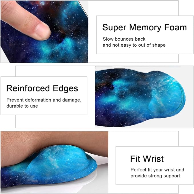 Keyboard Wrist Rest and Mouse Pad, Ergonomic Memory Foam Mouse Pad Wrist Support, Non-Slip & Pain Relief Mouse Pad and Keyboard Wrist Support, Comfortable Mousepad with Wrist Rest for Game, Office