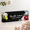 Personalized Name Plate for Desk, Custom Acrylic Desk Name Sign, Office Appreciation Gifts for Women Men Coworkers Boss Teacher Employee (Flower)