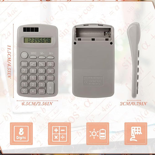 24 Pcs Operation Christmas Pocket Size Solar Calculators Bulk for Classroom Mini Basic Calculator Solar Battery Dual Power 8 Digit Display for Kids Student School Office Accounting Tool