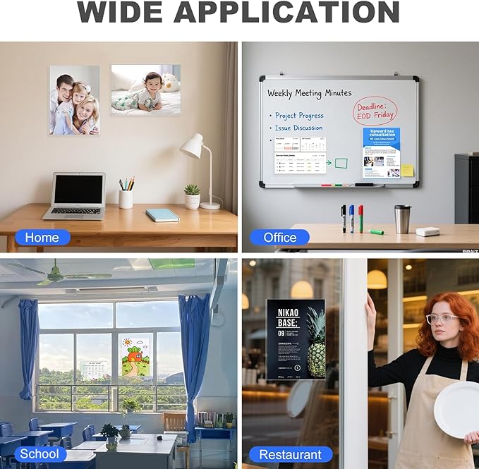 10 Pack 8.5'' x 11'' Inch Magnetic Sign Holders, Rigid Print Protectors, Paper Holder With Adhesive Tape, Plastic Document Holder For Posters Letter Paper Picture, Wall Mount Magnetic Frame for Refrigerator Window, Door, Home, Office, and Store