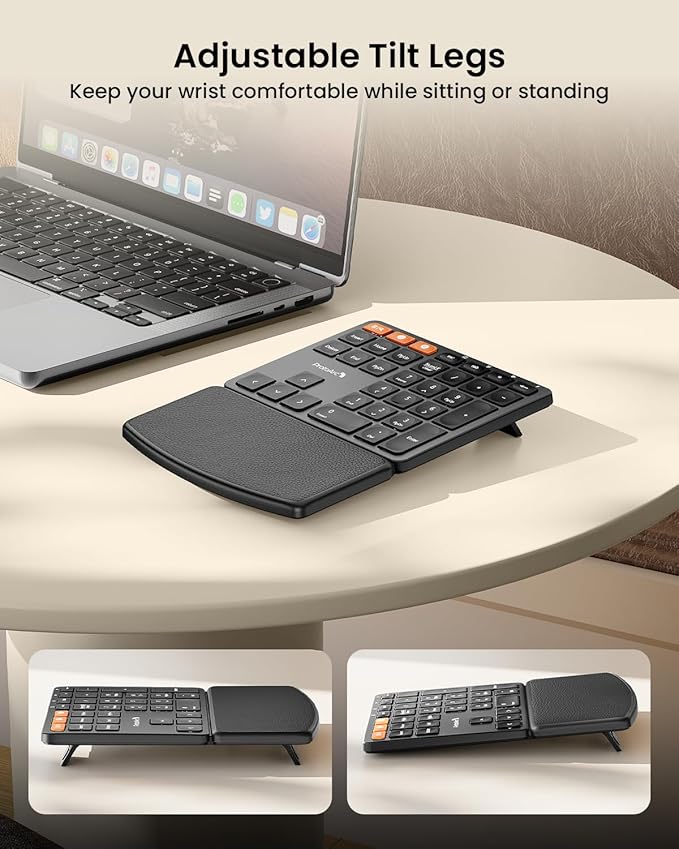 ProtoArc Wireless Number Pad, EK04 N Ergonomic Numeric Keypad with Wrist Rest, Bluetooth and USB, Rechargeable, for Windows PC/Laptop, Mac OS