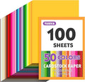 100 Sheets 8.5" X 11" Colored Cardstock, 50 Assorted Colors Construction Paper Card Stock Printer Paper for Printing, Card Making, DIY Crafts,School Supplies,Party Decorations (180GSM/65LB)