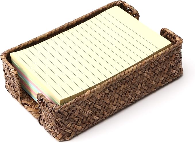 4 x 6 Inch Sticky Note Holder,Seagrass Post It Note Dispenser,Woven Sticky Note Dispenser,Farmhouse Style Post It Holder for Home Office Desk Decor,Coffee