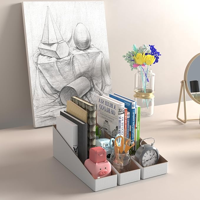 ZBEIVAN Cardboard Storage Bins Boxes 35 Packs 12x3x4.5 Inches, Easy Assembly Pantry Organizer Bins for Shelf, White