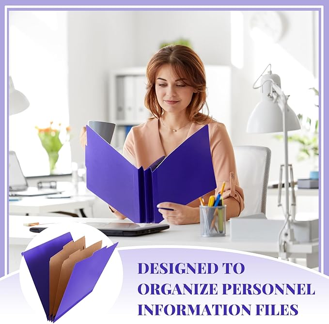 Skyygemm 24 Pcs Classification Folders Letter Size Bulk - 2 Dividers Pressboard File Folder with 3. 5 Inch Expansion, 2 Prongs Fastener, Heavy Duty Office File Organizer for Teacher Medical (Purple)