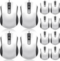 Hoteam 12 Pcs White Wired Computer Mouse Bulk Cord USB Computer Mice Ergonomic Wired Mouse for Pcs, Computers, Laptops, Gaming Office Home Supplies
