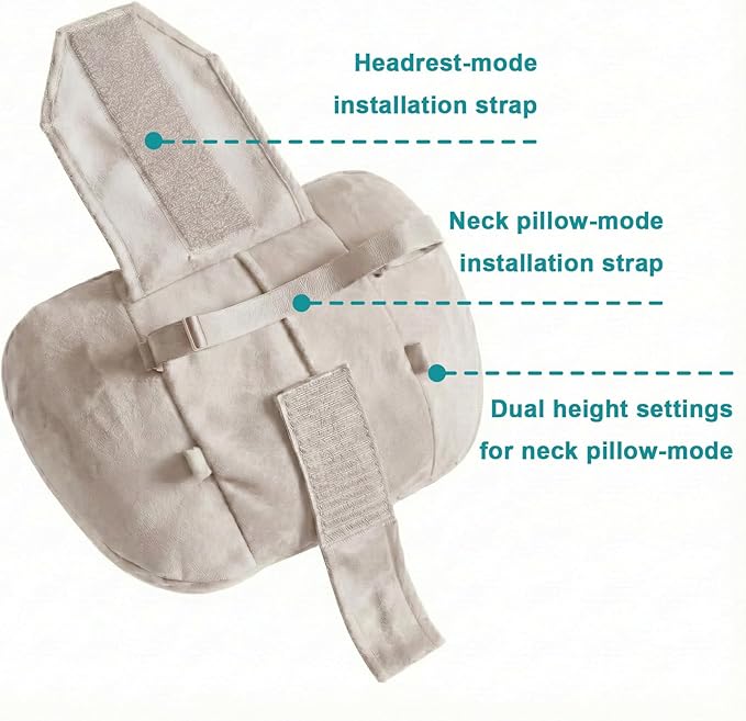 2PCS Car Pillow for Car Neck Pillow for Driving Seat Lumbar Support Soft Cushion with Extra Filling Accessories Back Support for Travel Nap and Trips Sleeping(Beige, Head)