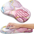 YIWEI Ergonomic Mouse Pad with Wrist Rest - Comfortable Office Mousepad with Memory Foam Wrist Support for Carpal Tunnel Relief, Mouse Pads with Non-Slip Base for Gaming and Home (Pink Marble)