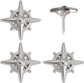 Compass Push Pins - Silver Metal Compass Rose Pins - for Cork Board, Maps, or Lapel Pin Use - Designed in USA - Set of 4