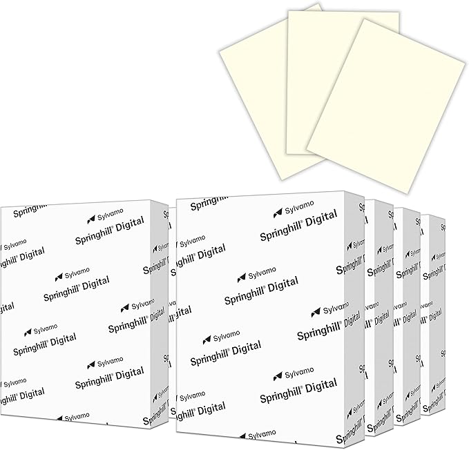 Springhill 8.5” x 11” Cream Colored Cardstock Paper, 67lb Vellum Bristol, 147gsm – Premium Lightweight Cardstock, Vellum Printer Paper with Textured Finish – 097000C, 2000 Sheets (8 Reams)