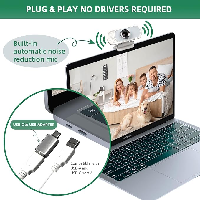 XPCAM USB C Webcam 1080p Computer Camera with Mic, Pro Streaming Web Camera for Mac Desktop Laptop, USB Web Cam Cover and Stand for PC Meeting Twitch Zoom