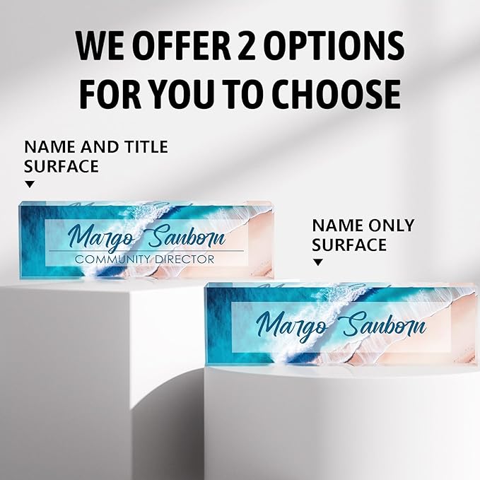 Custom Name Plate Personalized Office Decor for Women & Men, Employee Appreciation Gifts for Boss, Manager, Teacher, Nurse (Beach Walk)