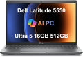 Dell Latitude 5550 5000 Business AI PC Laptop (15.6" FHD Anti-Glare, Intel 12-Core Ultra 5 125U (> i7-1355U), 16GB DDR5 RAM, 512GB SSD), Backlit, 1080p Webcam, Thunderbolt 4, Ethernet, Win 11 Pro